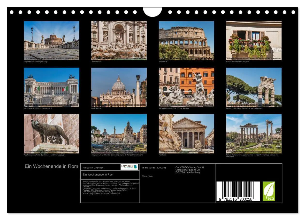 Bild: 9783516200058 | Ein Wochenende in Rom (Wandkalender 2026 DIN A4 quer), CALVENDO...