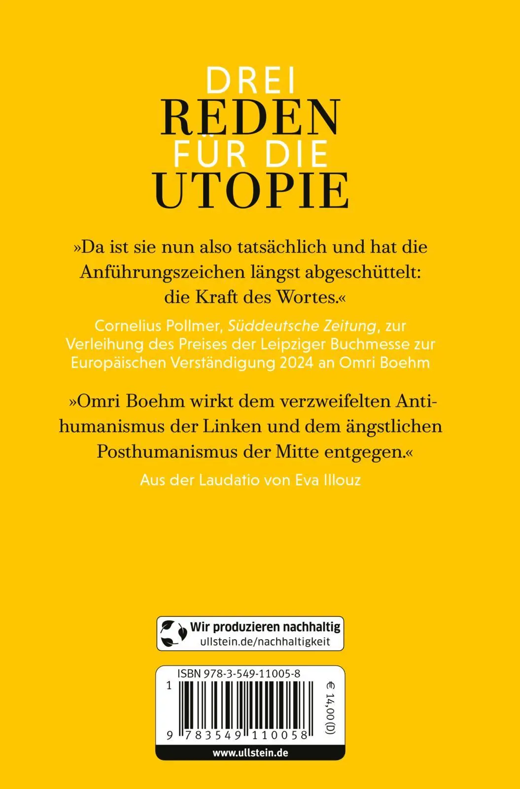 Rückseite: 9783549110058 | Die Realität der Ideale | Drei Reden für die Utopie | Omri Boehm