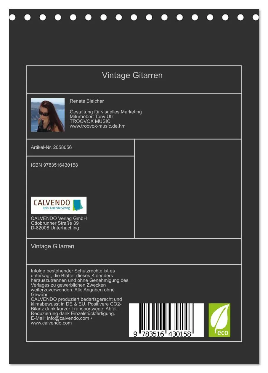 Bild: 9783516430158 | Vintage Gitarren (Tischkalender 2026 DIN A5 hoch), CALVENDO...