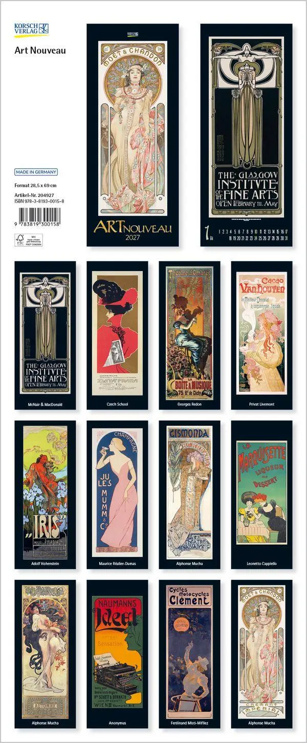 Bild: 9783819300158 | Art Nouveau 2027 | Verlag Korsch | Kalender | Spiralbindung | 14 S.