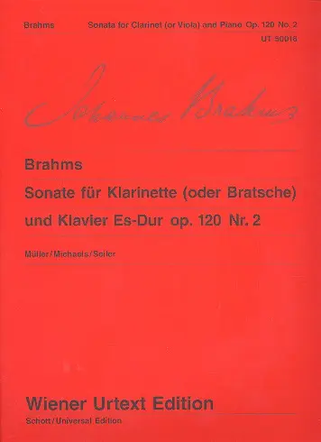 Cover: 9790500570158 | Clarinet Sonata Op. 120 No. 2 - Eb | Clarinet and Piano | Brahms