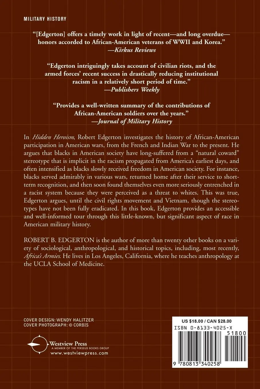 Rückseite: 9780813340258 | Hidden Heroism | Black Soldiers in America's Wars | Robert B. Edgerton