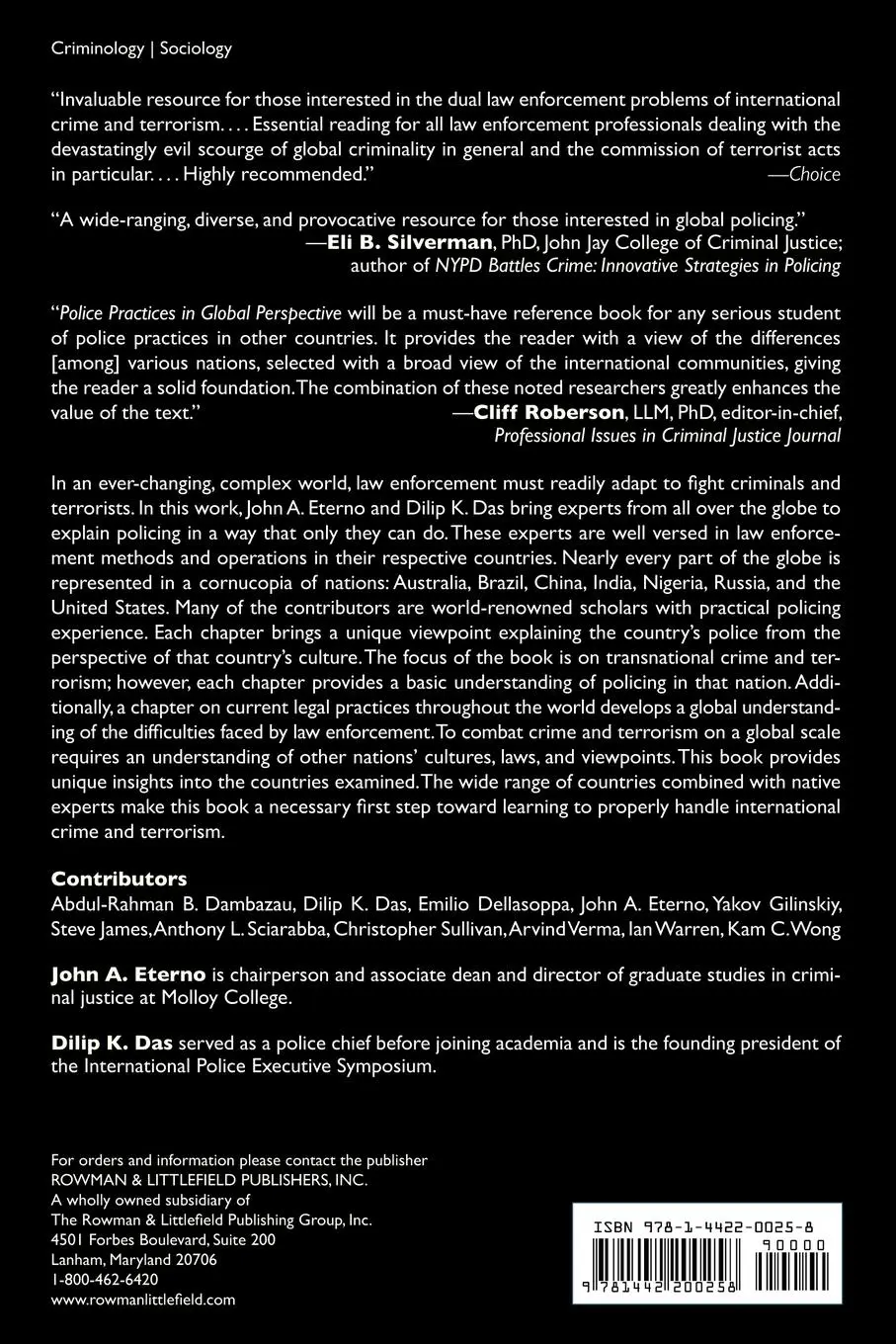 Rückseite: 9781442200258 | Police Practices in Global Perspective | John A. Eterno (u. a.) | Buch