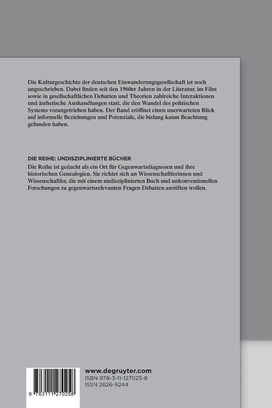 Rückseite: 9783111270258 | Narrative der Migration | Eine andere deutsche Kulturgeschichte | Ezli
