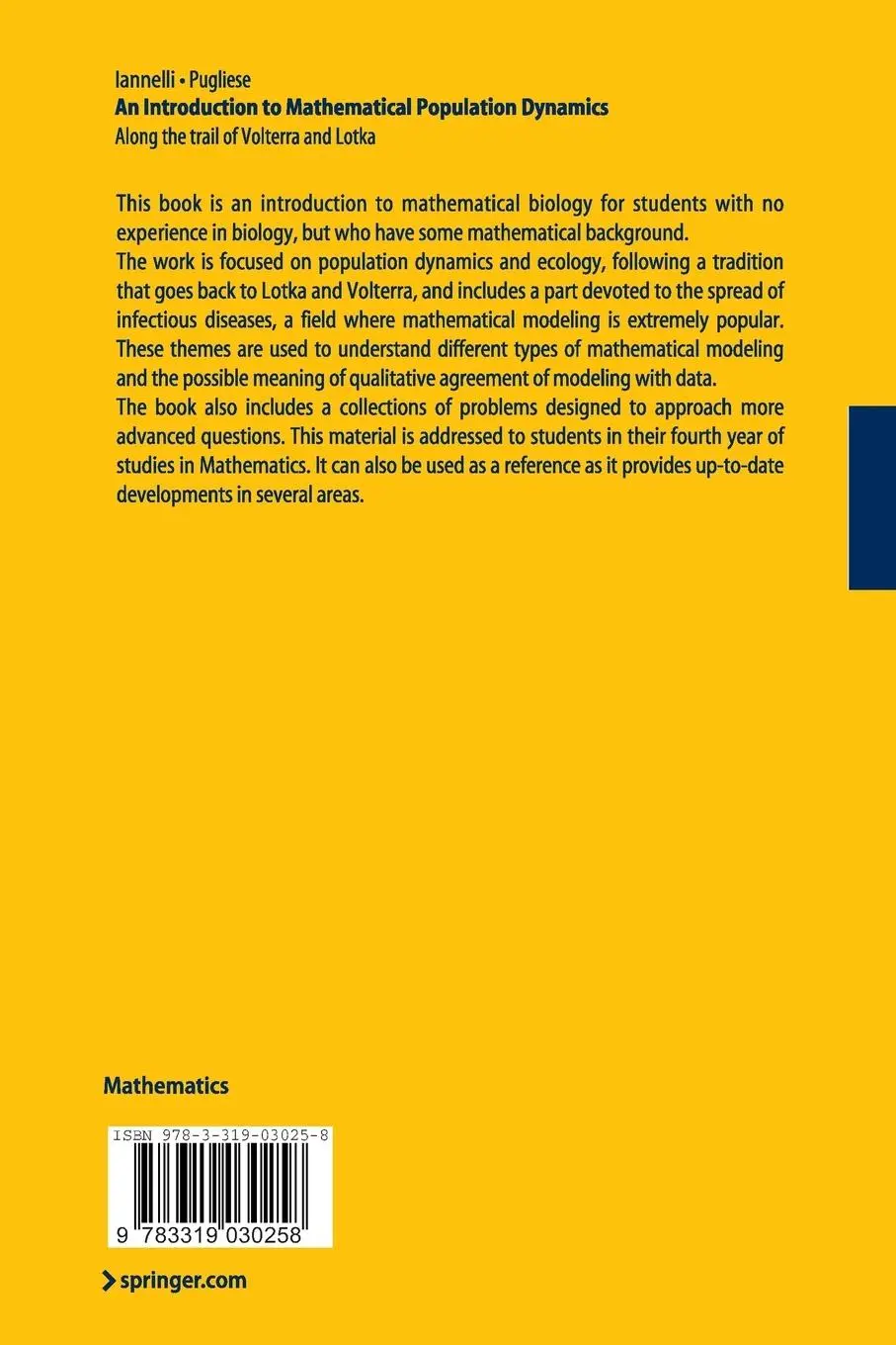 Rückseite: 9783319030258 | An Introduction to Mathematical Population Dynamics | Iannelli (u. a.)