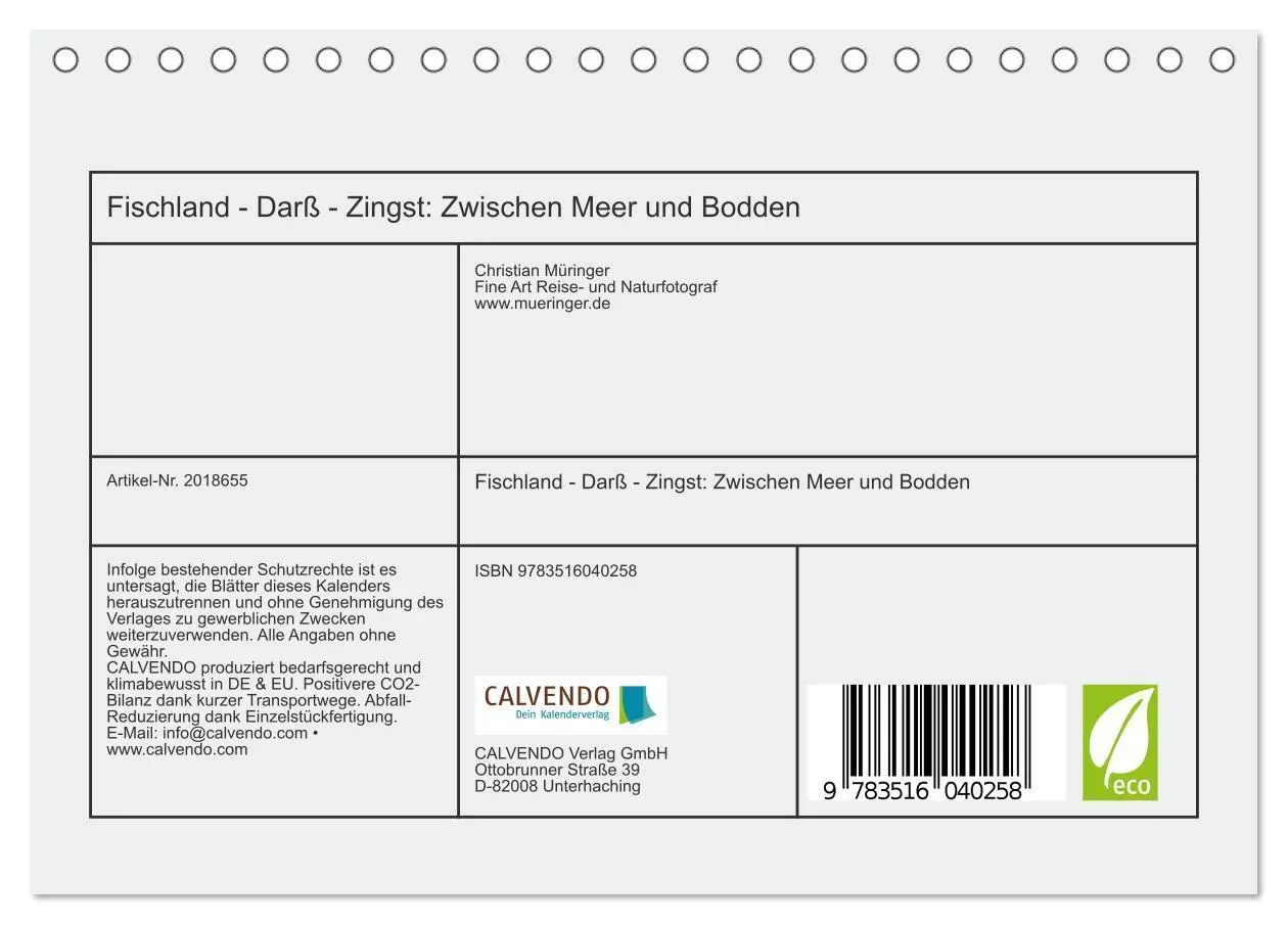Bild: 9783516040258 | Fischland - Darß - Zingst: Zwischen Meer und Bodden (Tischkalender...