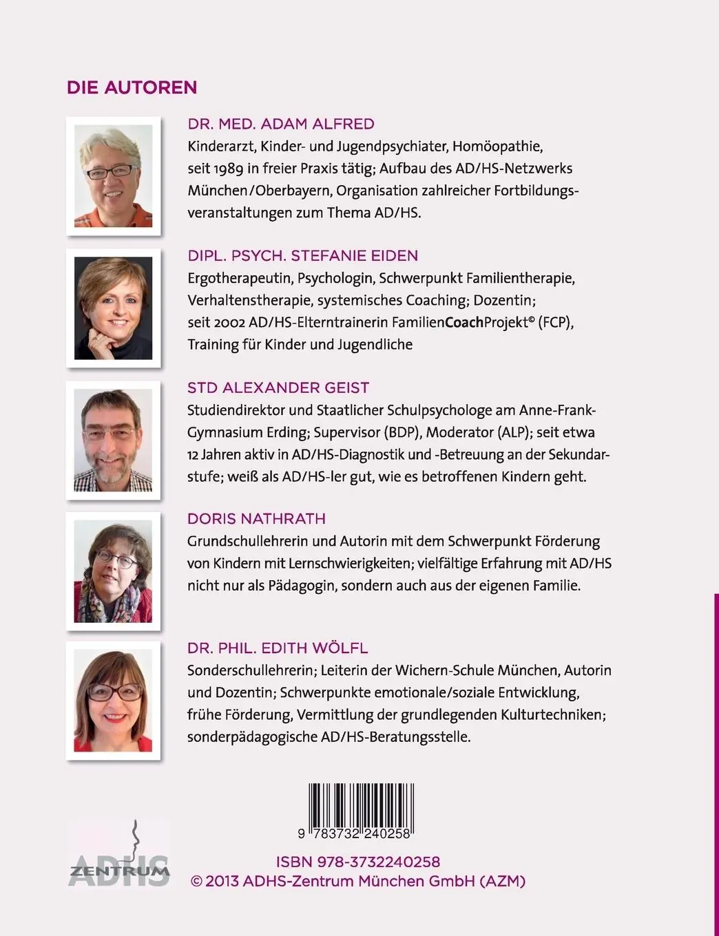 Rückseite: 9783732240258 | Lernen mit AD/HS - in der Schule | Adam Alfred (u. a.) | Taschenbuch