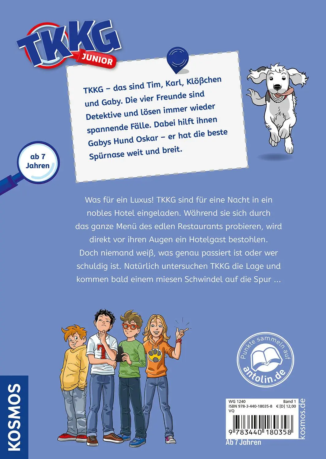 Rückseite: 9783440180358 | TKKG Junior, 1, Hochstapler im Hotel | Christine Haas | Buch | 80 S.