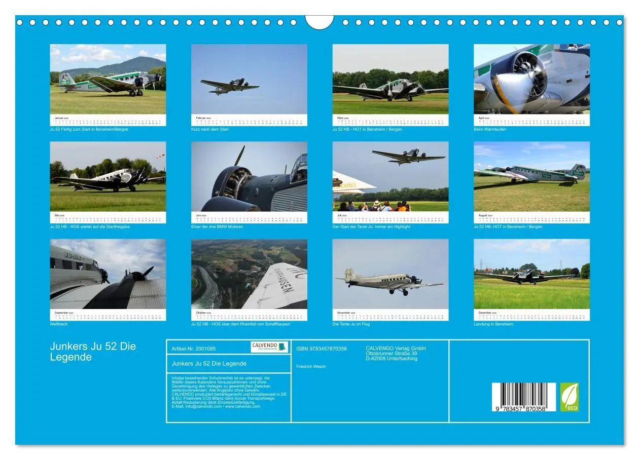 Bild: 9783457870358 | Junkers Ju 52 Die Legende (Wandkalender 2026 DIN A3 quer), CALVENDO...