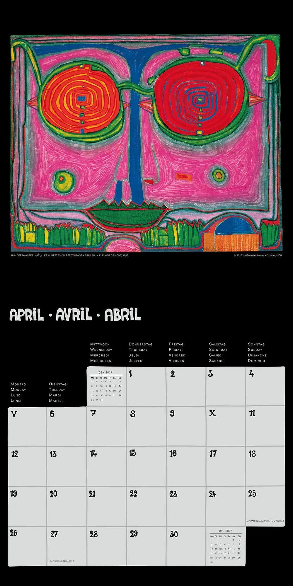 Bild: 9783910430358 | Hundertwasser Broschürenkalender Art 2027 | Wörner Verlag GmbH | 28 S.