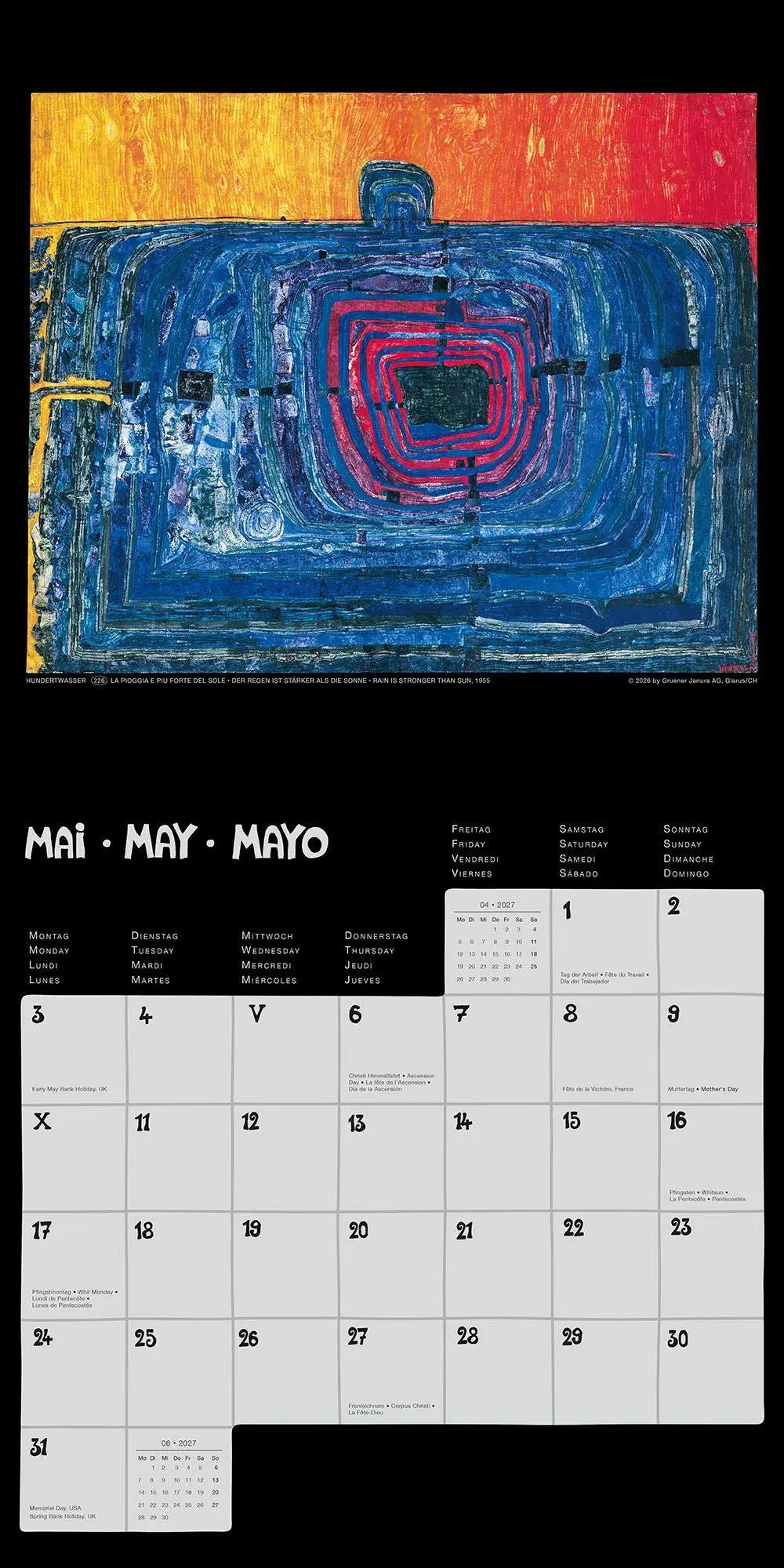 Bild: 9783910430358 | Hundertwasser Broschürenkalender Art 2027 | Wörner Verlag GmbH | 28 S.