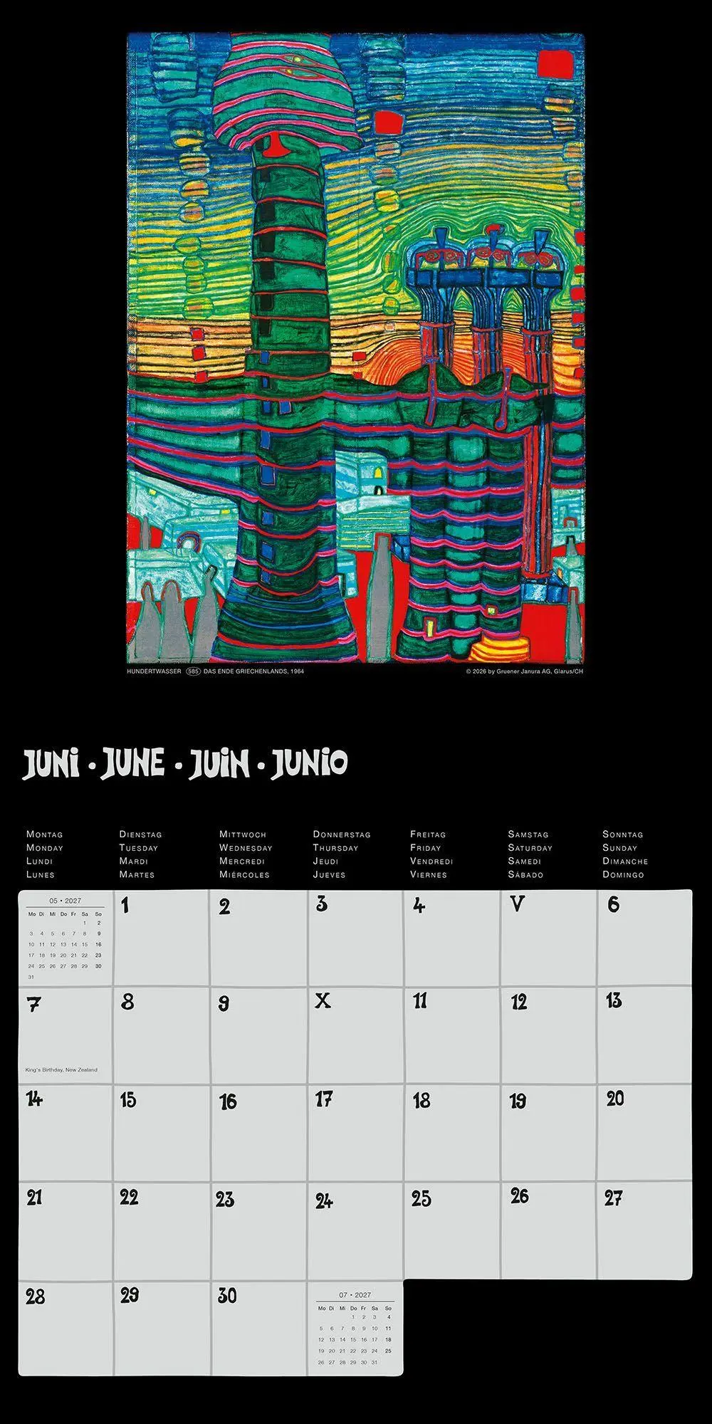 Bild: 9783910430358 | Hundertwasser Broschürenkalender Art 2027 | Wörner Verlag GmbH | 28 S.
