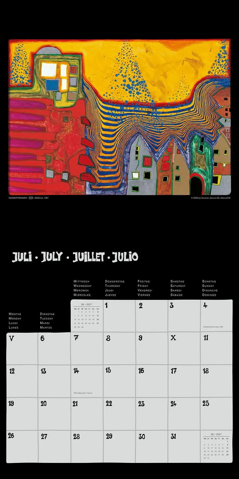 Bild: 9783910430358 | Hundertwasser Broschürenkalender Art 2027 | Wörner Verlag GmbH | 28 S.