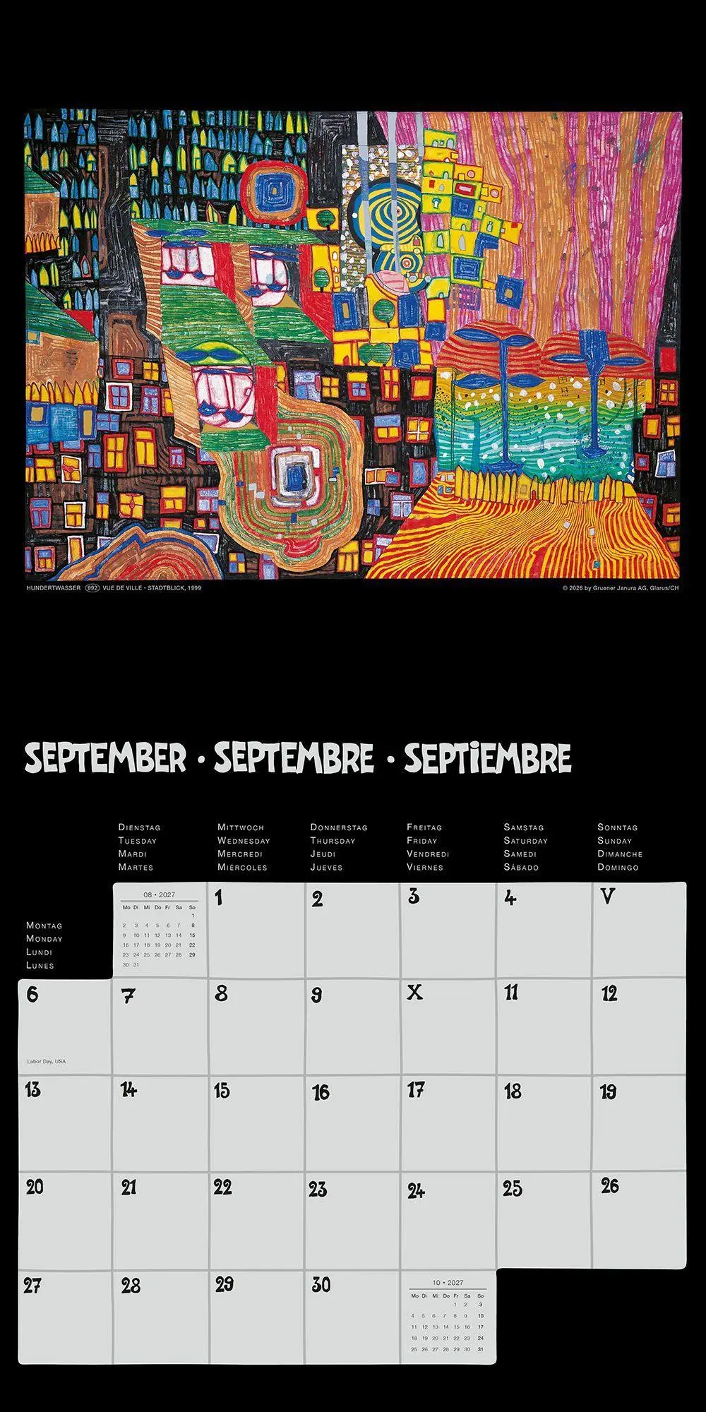 Bild: 9783910430358 | Hundertwasser Broschürenkalender Art 2027 | Wörner Verlag GmbH | 28 S.