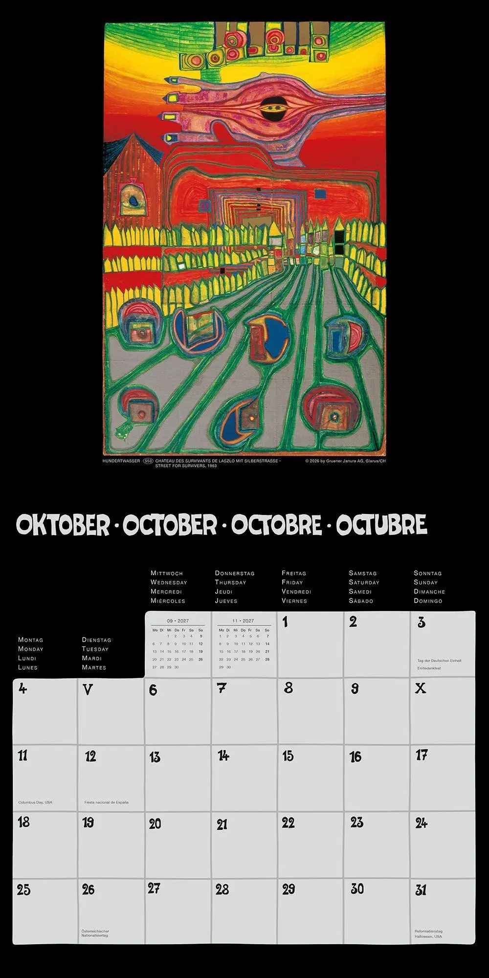 Bild: 9783910430358 | Hundertwasser Broschürenkalender Art 2027 | Wörner Verlag GmbH | 28 S.