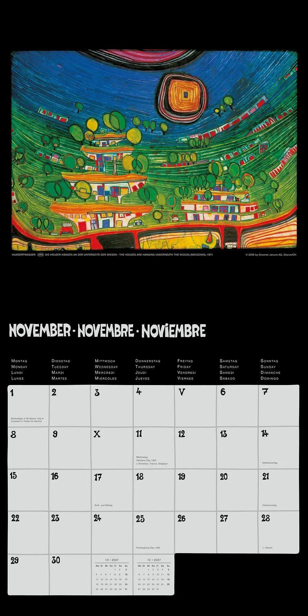 Bild: 9783910430358 | Hundertwasser Broschürenkalender Art 2027 | Wörner Verlag GmbH | 28 S.