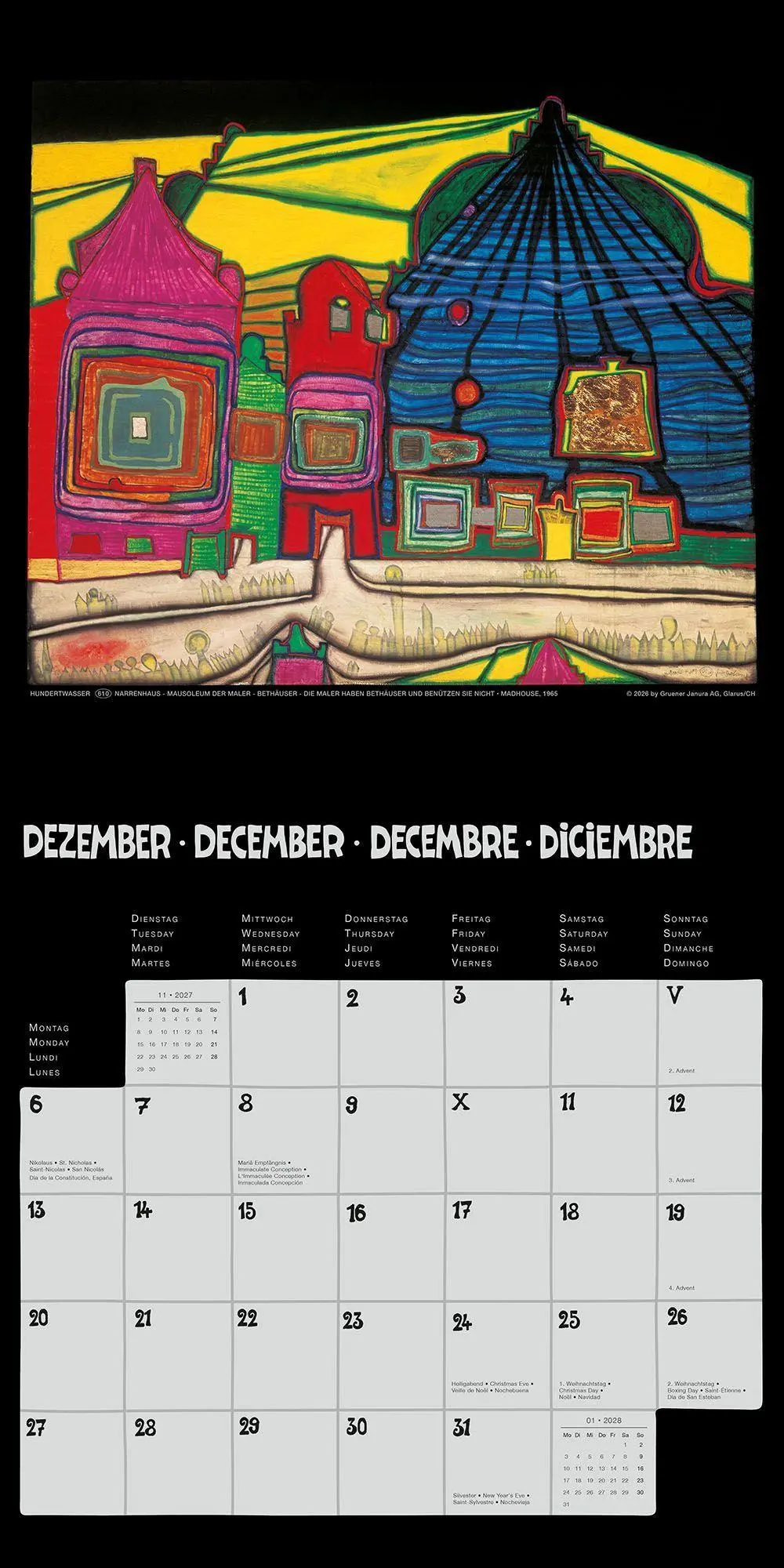 Bild: 9783910430358 | Hundertwasser Broschürenkalender Art 2027 | Wörner Verlag GmbH | 28 S.