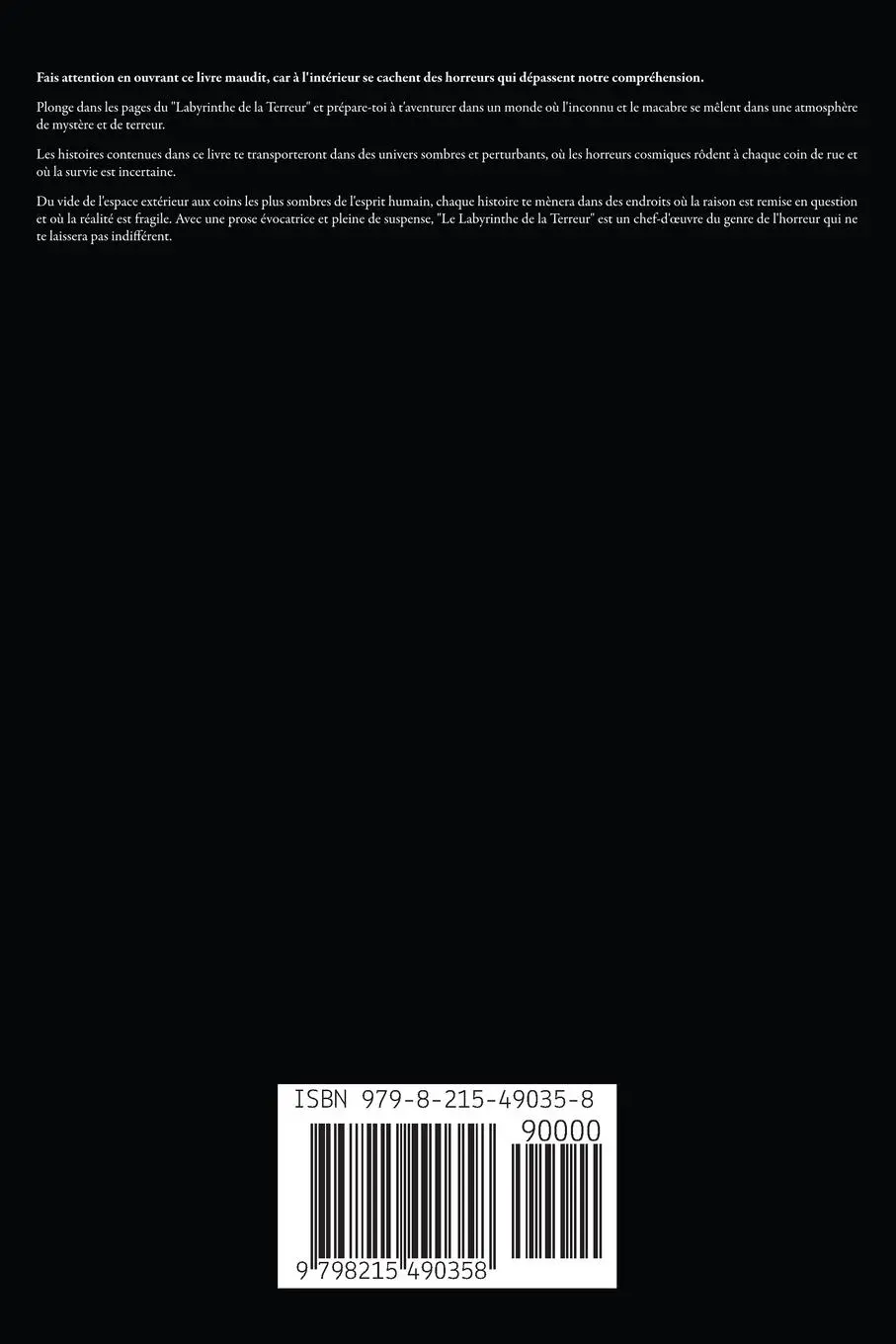 Rückseite: 9798215490358 | Le Labyrinthe de la Terreur | Kizer Tlovef | Taschenbuch | Französisch
