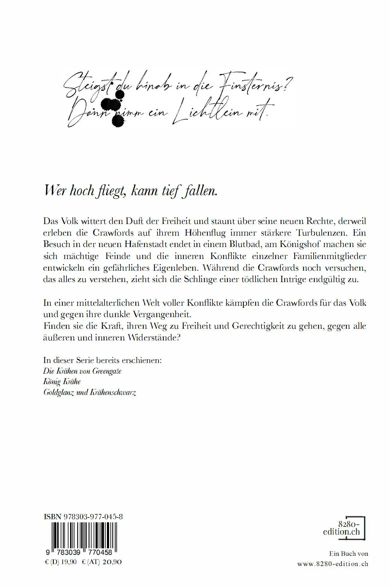 Rückseite: 9783039770458 | Krähenflug | Die Crawford-Chroniken 4 | Cor Nightingale | Taschenbuch