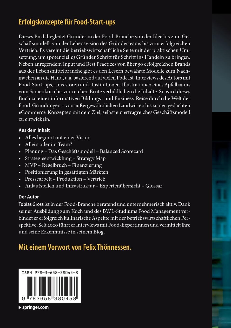Rückseite: 9783658380458 | Erfolgskonzepte für Food-Start-ups | Tobias Gross | Taschenbuch | 2022