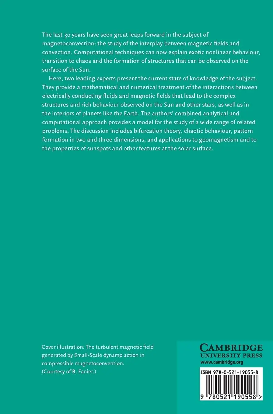 Rückseite: 9780521190558 | Magnetoconvection | N. O. Weiss (u. a.) | Buch | Englisch | 2014