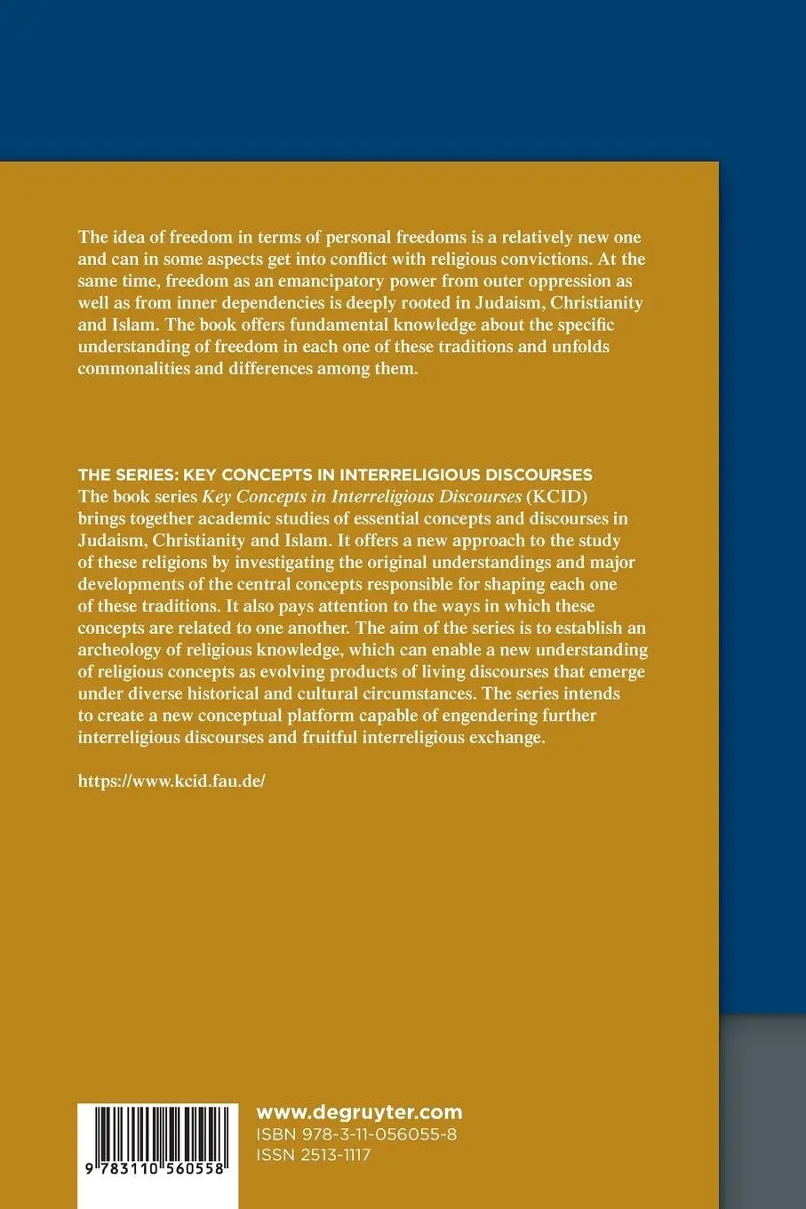 Rückseite: 9783110560558 | The Concept of Freedom in Judaism, Christianity and Islam | Buch