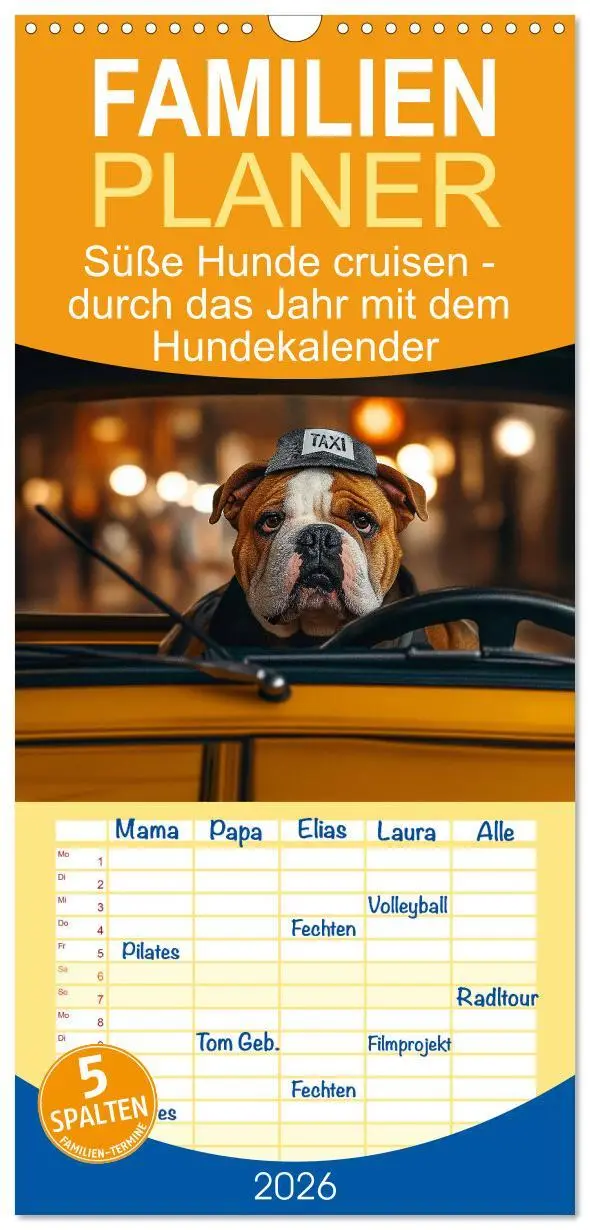 Cover: 9783516490558 | Familienplaner 2026 - Süße Hunde cruisen - durch das Jahr mit dem...