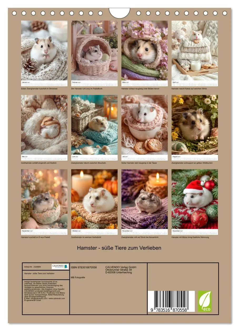 Bild: 9783516870558 | Hamster - süße Tiere zum Verlieben (Wandkalender 2027 DIN A4 hoch),...