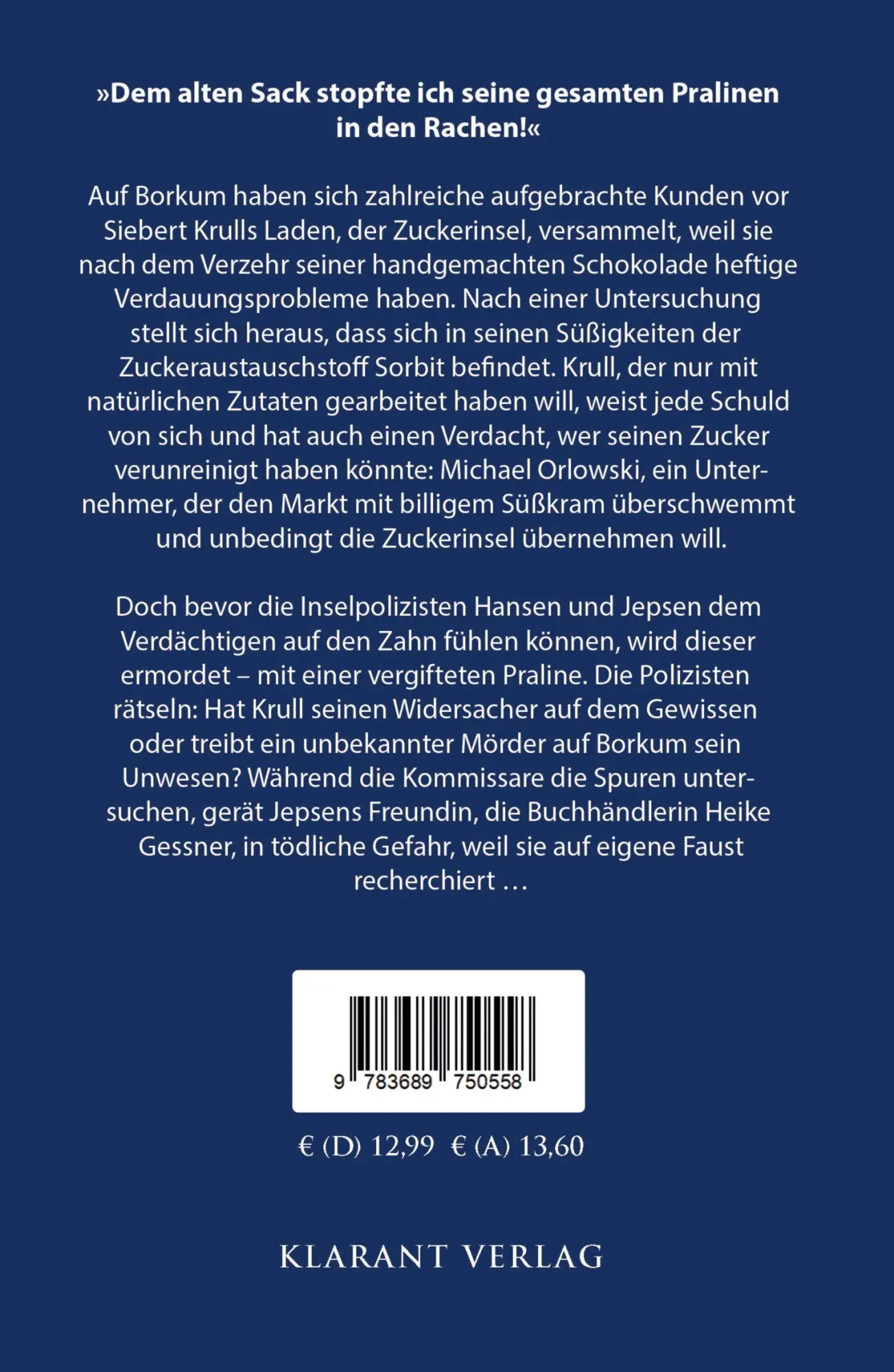 Rückseite: 9783689750558 | Borkumer Pralinen. Ostfrieslandkrimi | Dörte Jensen | Taschenbuch