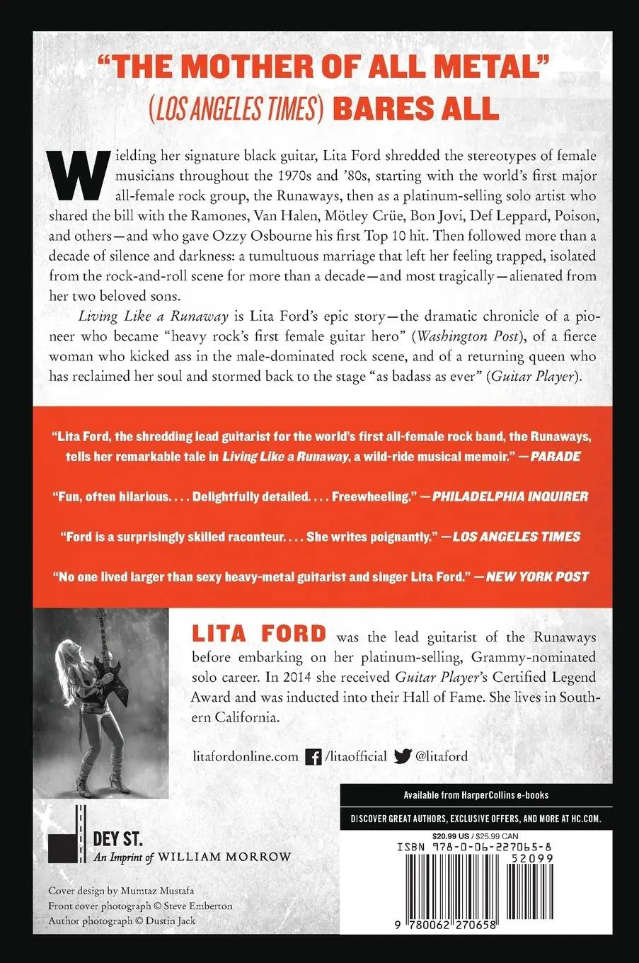 Rückseite: 9780062270658 | Living Like a Runaway | A Memoir | Lita Ford | Taschenbuch | Englisch