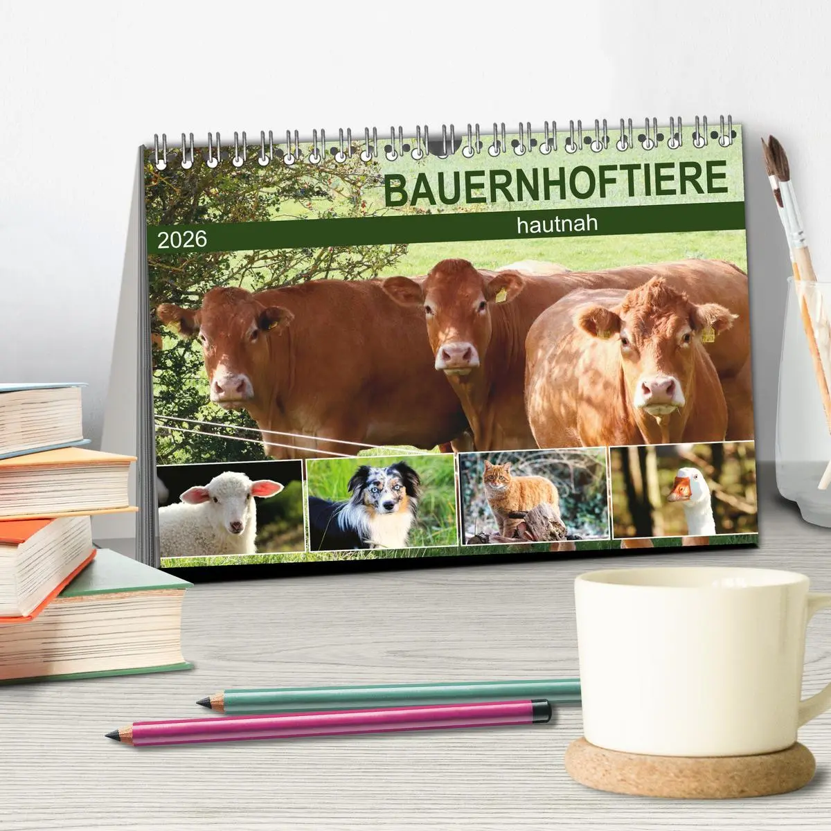 Bild: 9783457460658 | Bauernhoftiere hautnah (Tischkalender 2026 DIN A5 quer), CALVENDO...