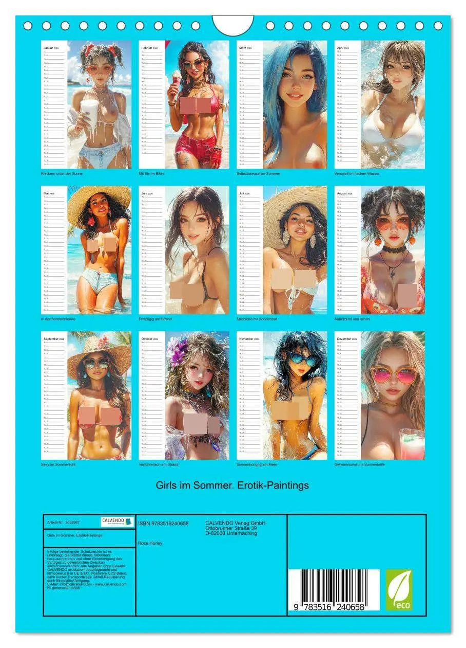 Bild: 9783516240658 | Girls im Sommer. Erotik-Paintings (Wandkalender 2026 DIN A4 hoch),...