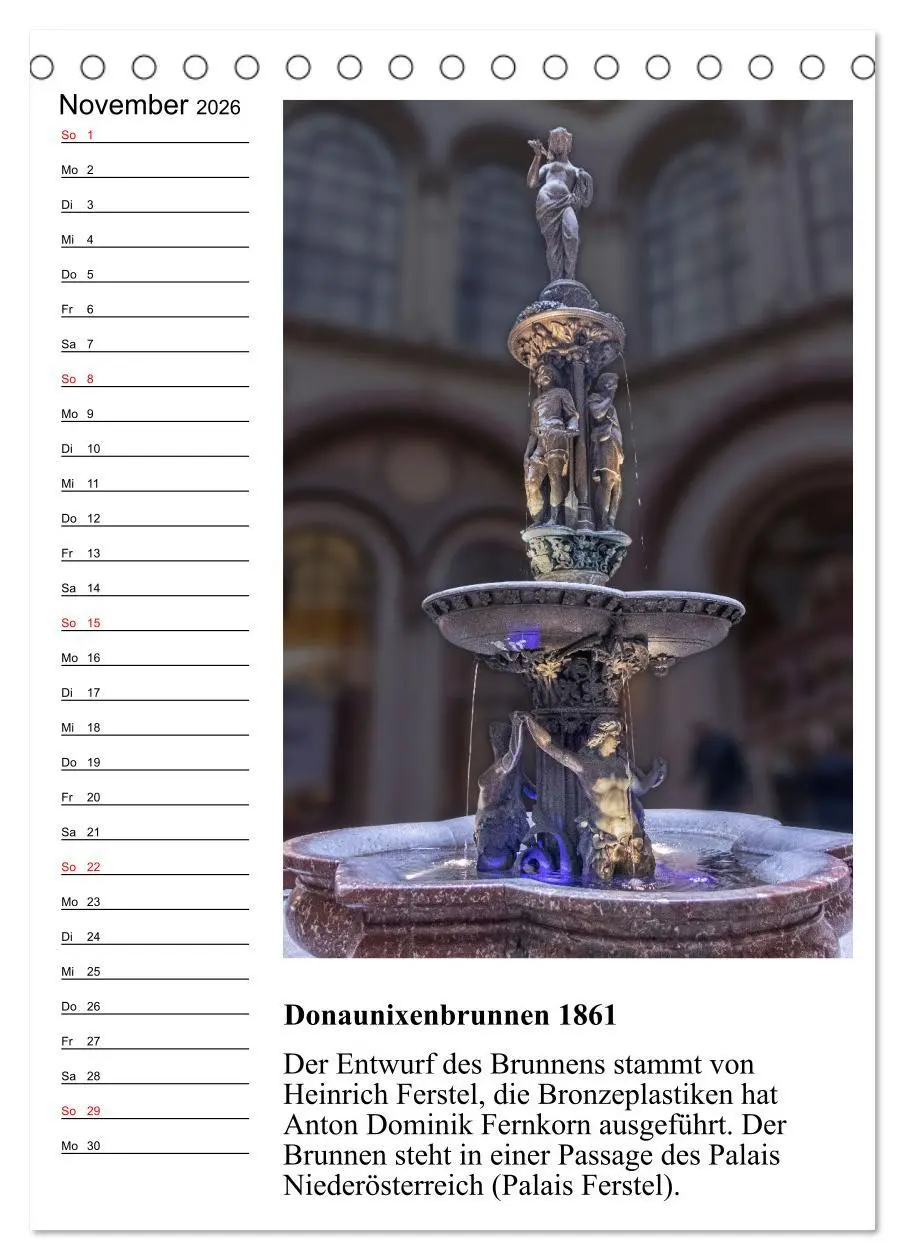 Bild: 9783516310658 | Brunnenkunst in Wien (Tischkalender 2026 DIN A5 hoch), CALVENDO...