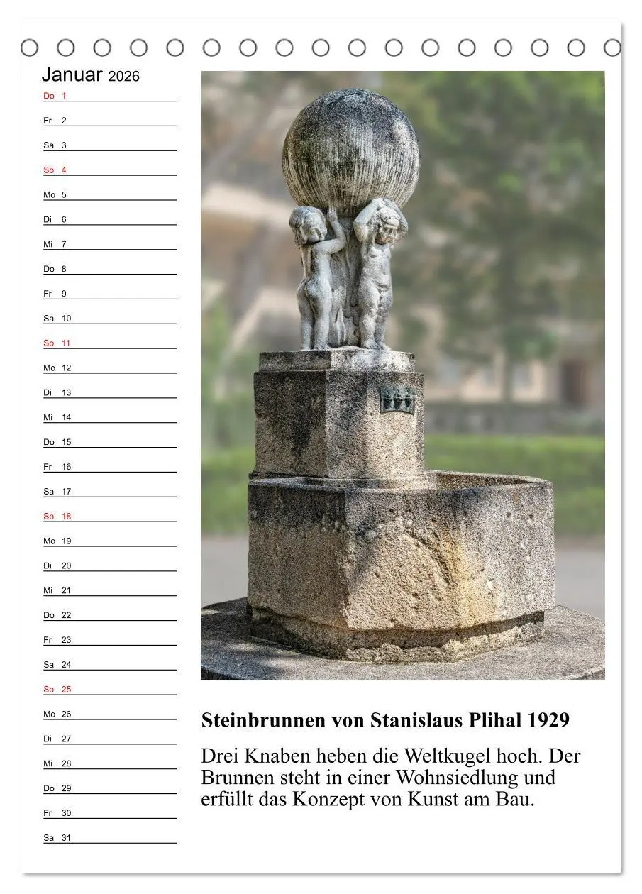 Bild: 9783516310658 | Brunnenkunst in Wien (Tischkalender 2026 DIN A5 hoch), CALVENDO...