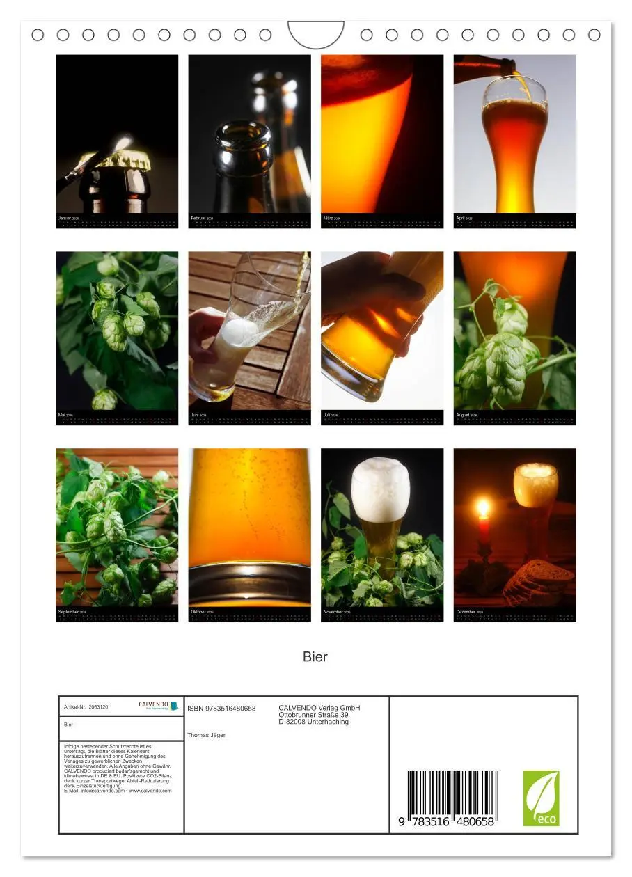 Bild: 9783516480658 | Bier (Wandkalender 2026 DIN A4 hoch), CALVENDO Monatskalender | 2026