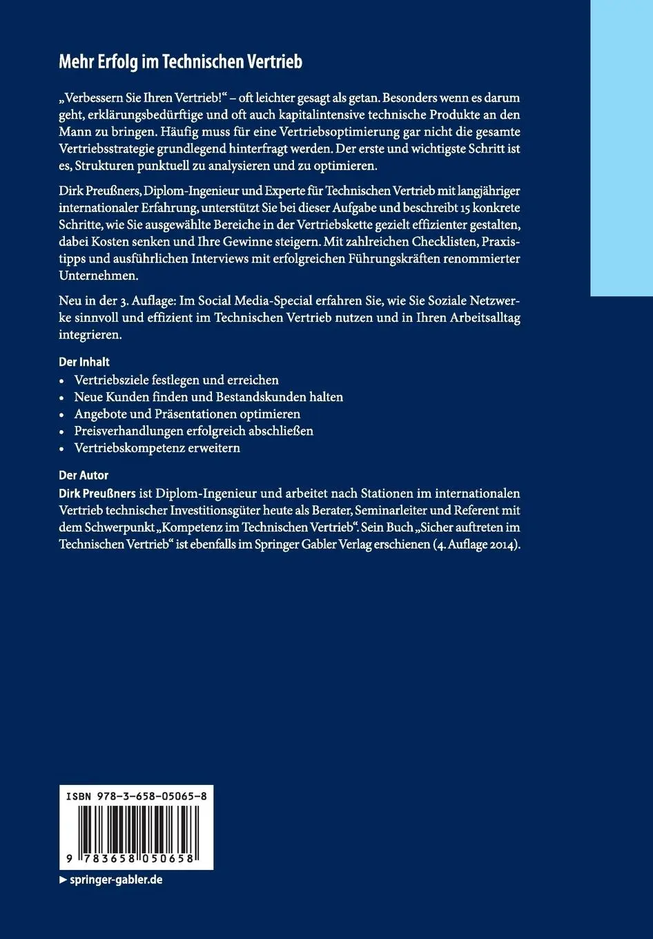 Rückseite: 9783658050658 | Mehr Erfolg im Technischen Vertrieb | Dirk Preußners | Taschenbuch
