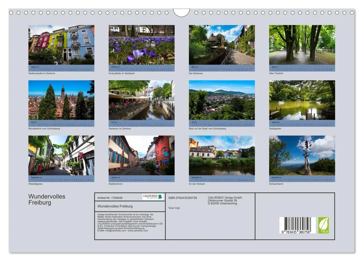 Bild: 9783435360758 | Wundervolles Freiburg (Wandkalender 2025 DIN A3 quer), CALVENDO...