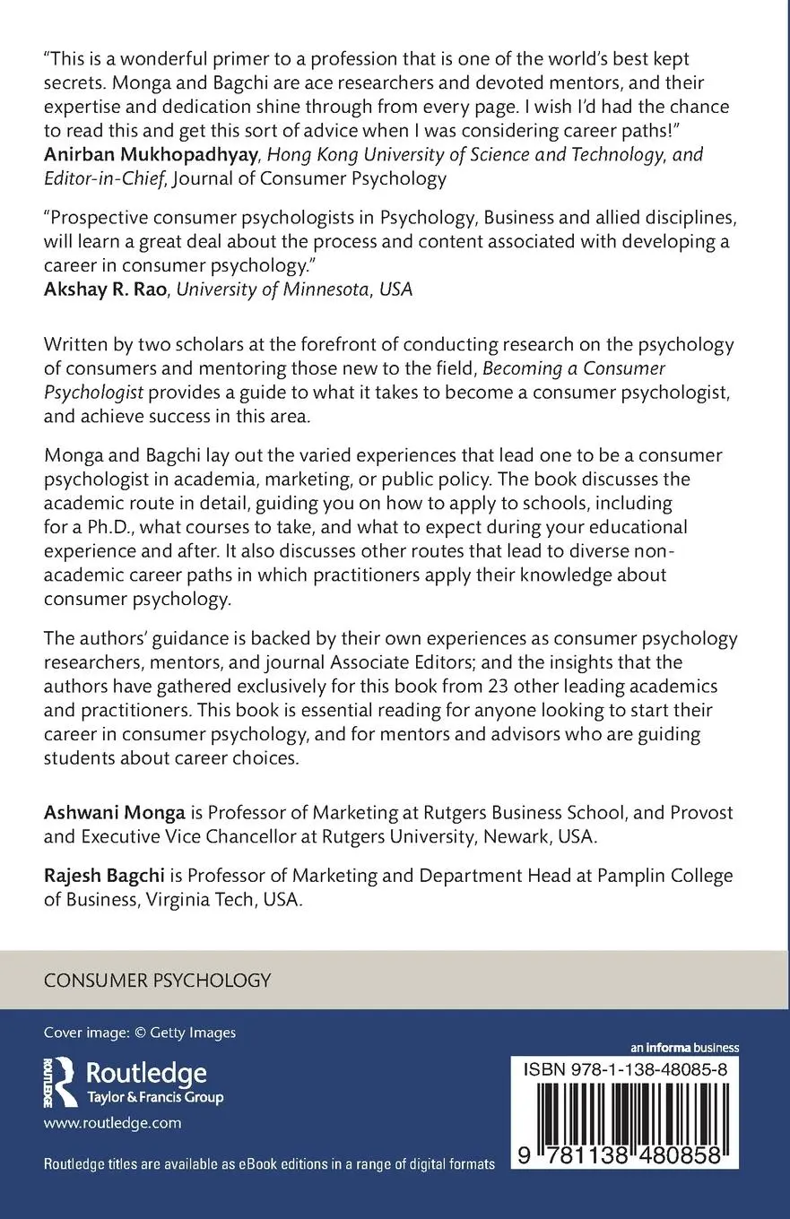 Rückseite: 9781138480858 | Becoming a Consumer Psychologist | Ashwani Monga (u. a.) | Taschenbuch