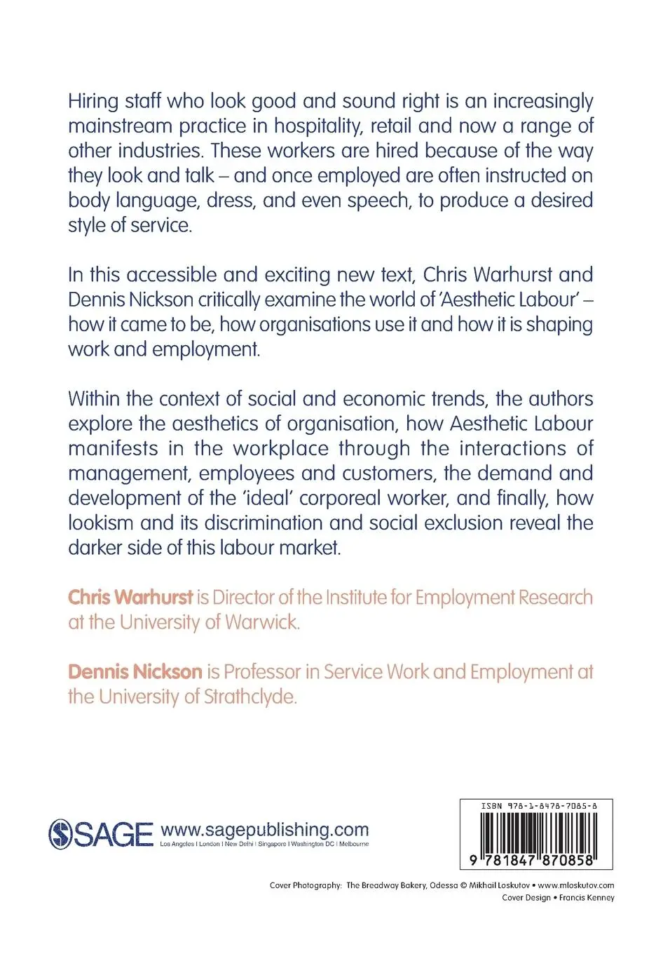 Rückseite: 9781847870858 | Aesthetic Labour | Chris Warhurst (u. a.) | Taschenbuch | Englisch
