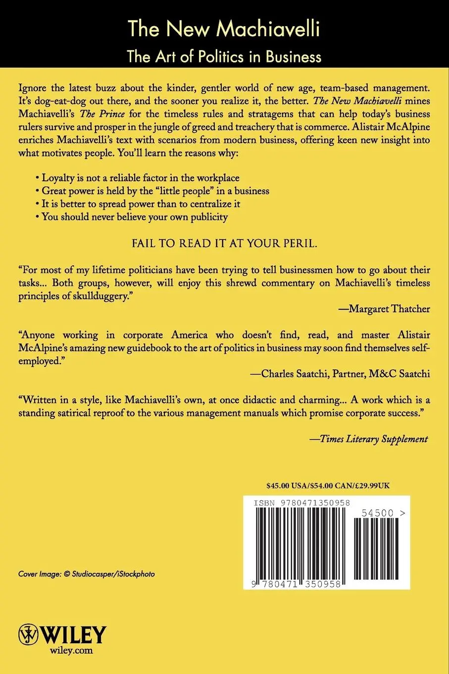 Rückseite: 9780471350958 | The New Machiavelli | The Art of Politics in Business | Mcalpine