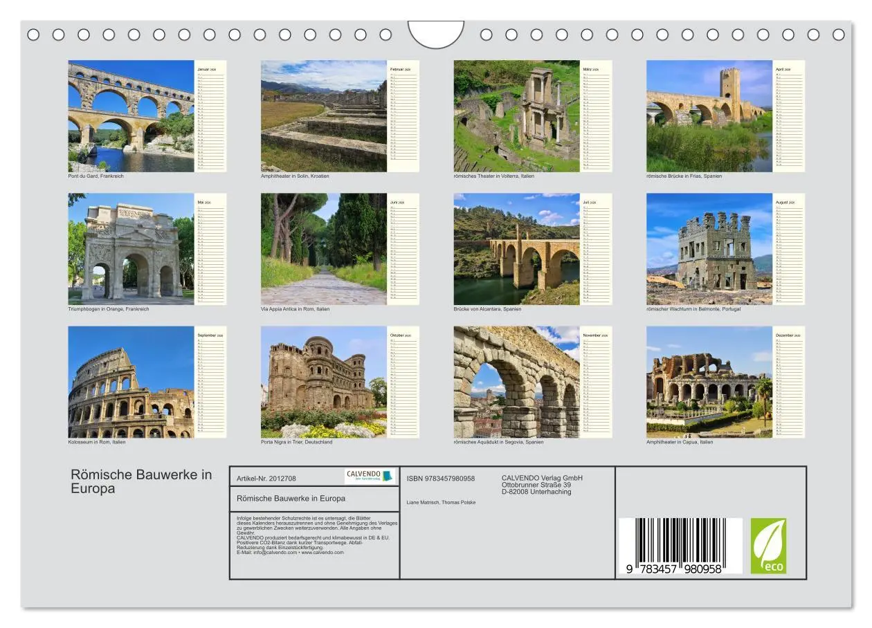 Bild: 9783457980958 | Römische Bauwerke in Europa (Wandkalender 2026 DIN A4 quer),...