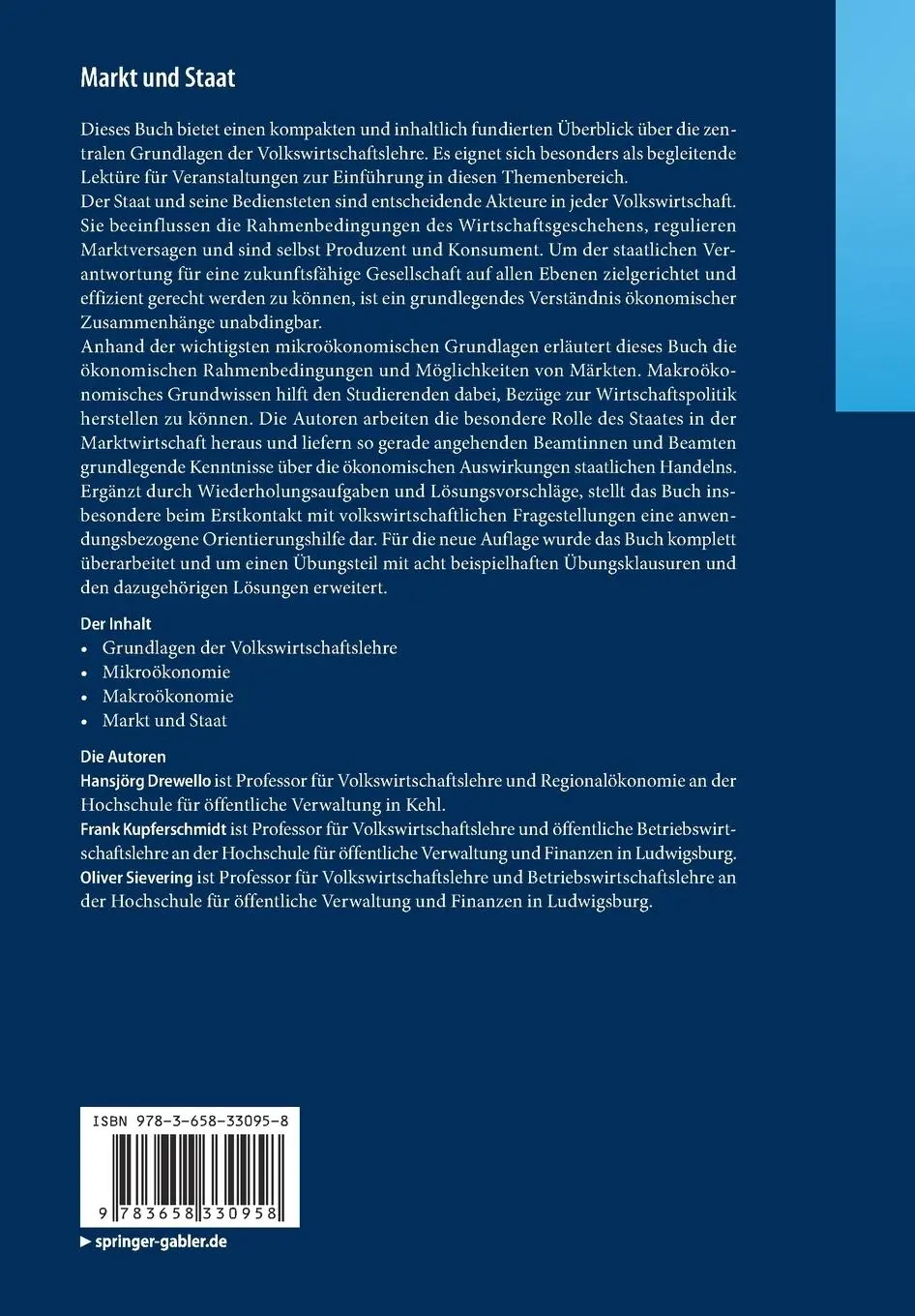 Rückseite: 9783658330958 | Markt und Staat | Hansjörg Drewello (u. a.) | Taschenbuch | XIV | 2022