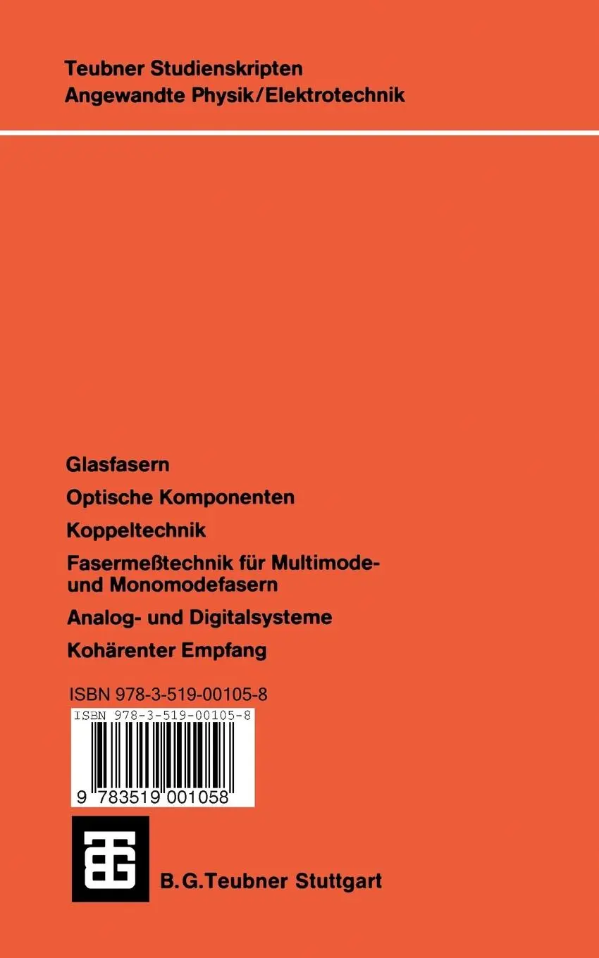 Rückseite: 9783519001058 | Systemgrundlagen und Meßtechnik in der optischen Übertragungstechnik