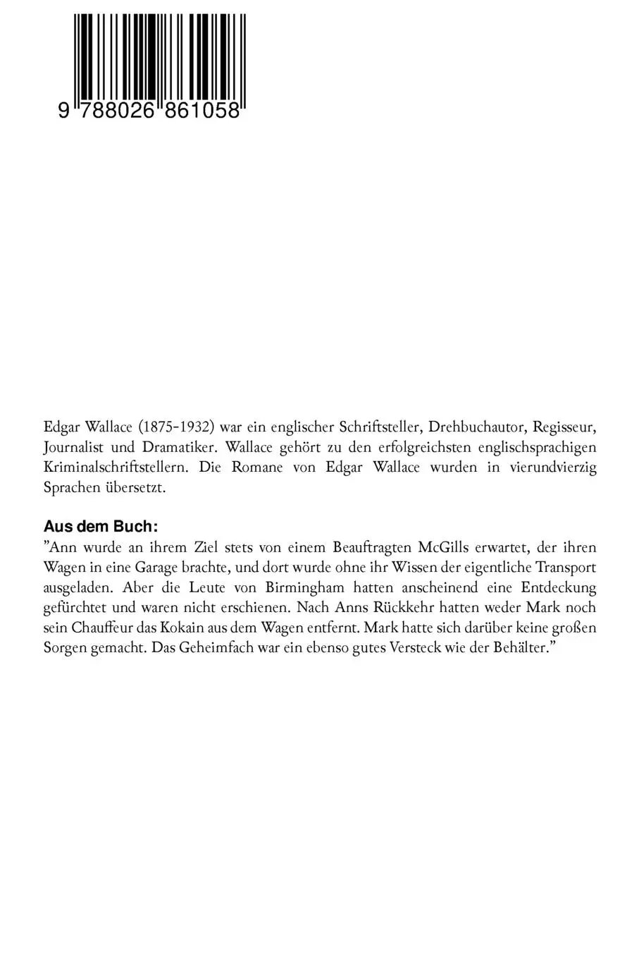 Rückseite: 9788026861058 | Überfallkommando (Ein spannender Krimi-Klassiker) | Wallace (u. a.)