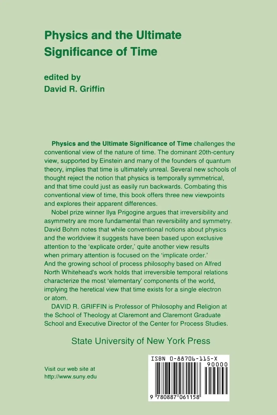 Rückseite: 9780887061158 | Physics and the Ultimate Significance of Time | David Ray Griffin
