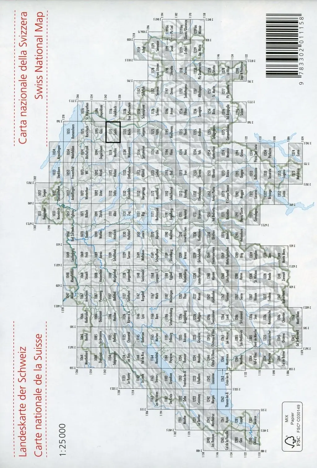 Bild: 9783302011158 | Swisstopo 1 : 25 000 Säntis | Alpstein - Seealpsee - Hoher Kasten