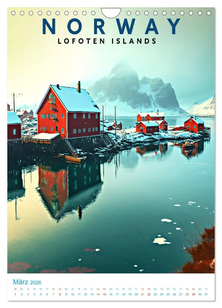 Bild: 9783516331158 | Lofoten - Old School Poster Style (Wandkalender 2026 DIN A4 hoch),...