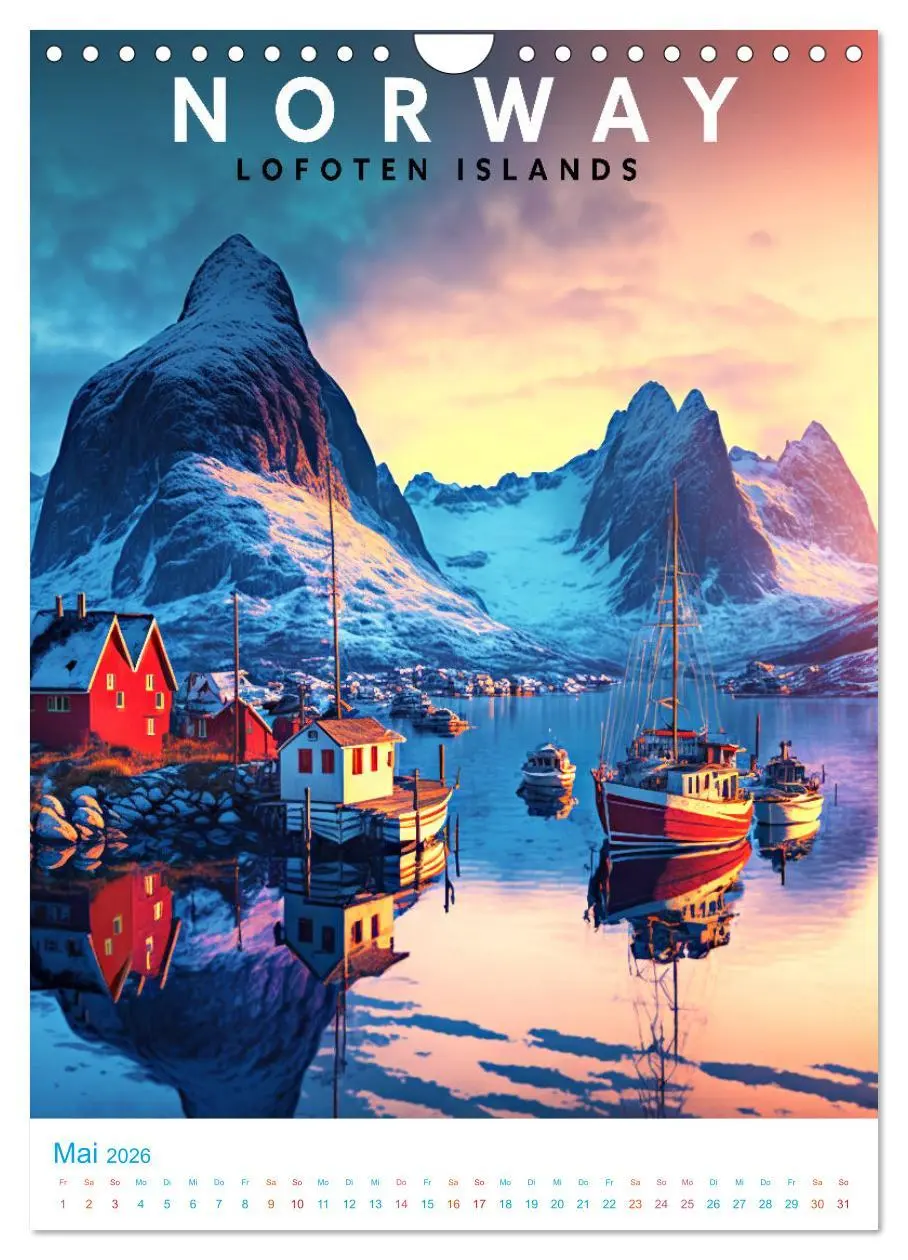 Bild: 9783516331158 | Lofoten - Old School Poster Style (Wandkalender 2026 DIN A4 hoch),...