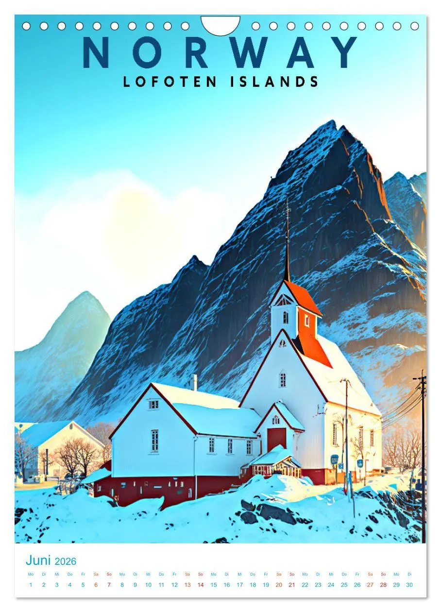 Bild: 9783516331158 | Lofoten - Old School Poster Style (Wandkalender 2026 DIN A4 hoch),...