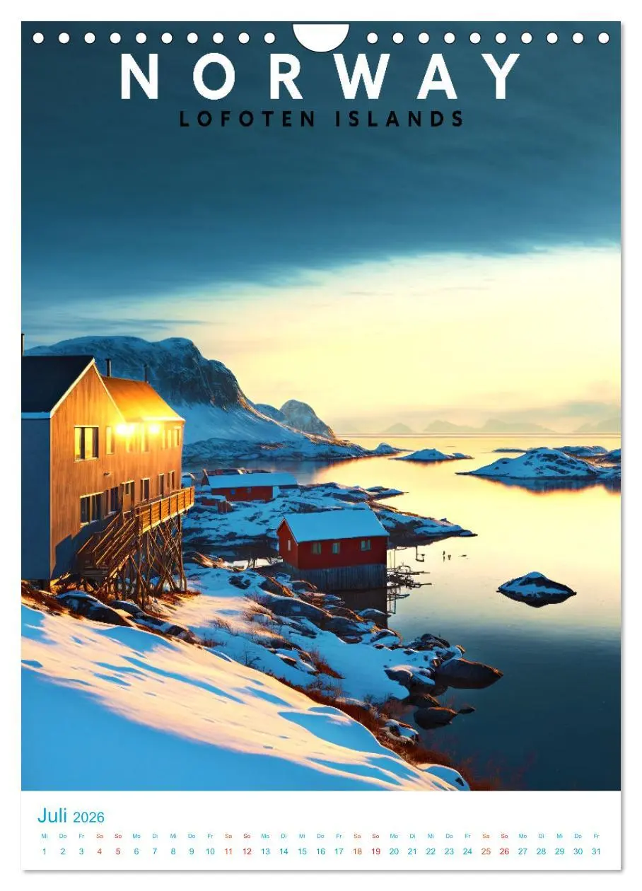 Bild: 9783516331158 | Lofoten - Old School Poster Style (Wandkalender 2026 DIN A4 hoch),...